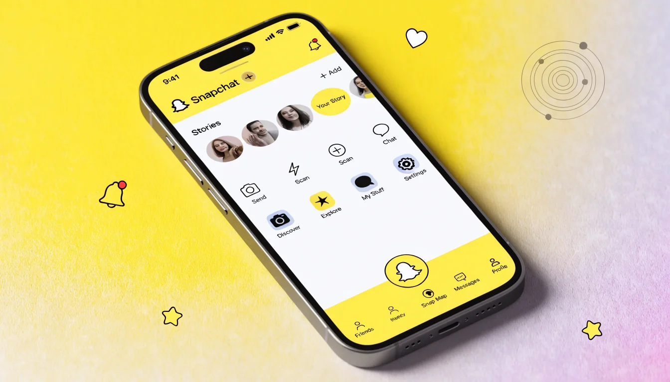Snapchat Plus app icon with premium features overlay on smartphone screen