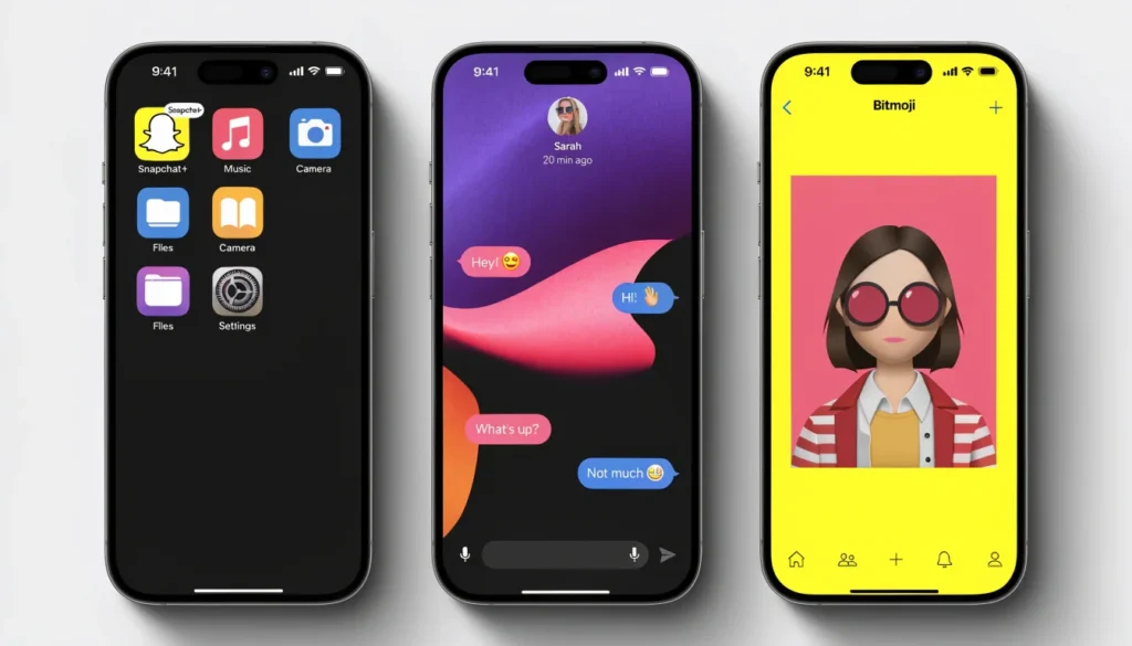Snapchat Plus customization features including custom app icons and chat wallpapers