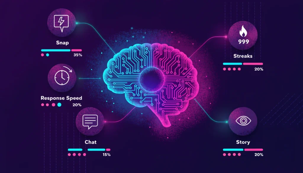 Snapchat algorithm showing snap frequency streaks and chat activity affecting planet order rankings