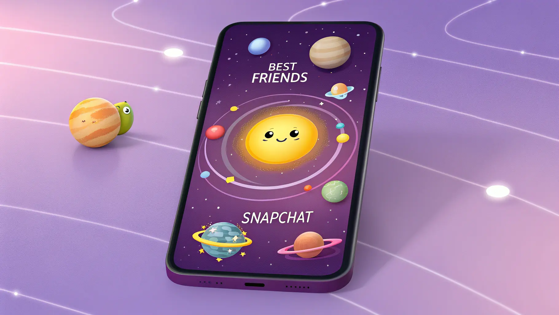 Snapchat planets meaning showing solar system with friend rankings and colorful planet badges